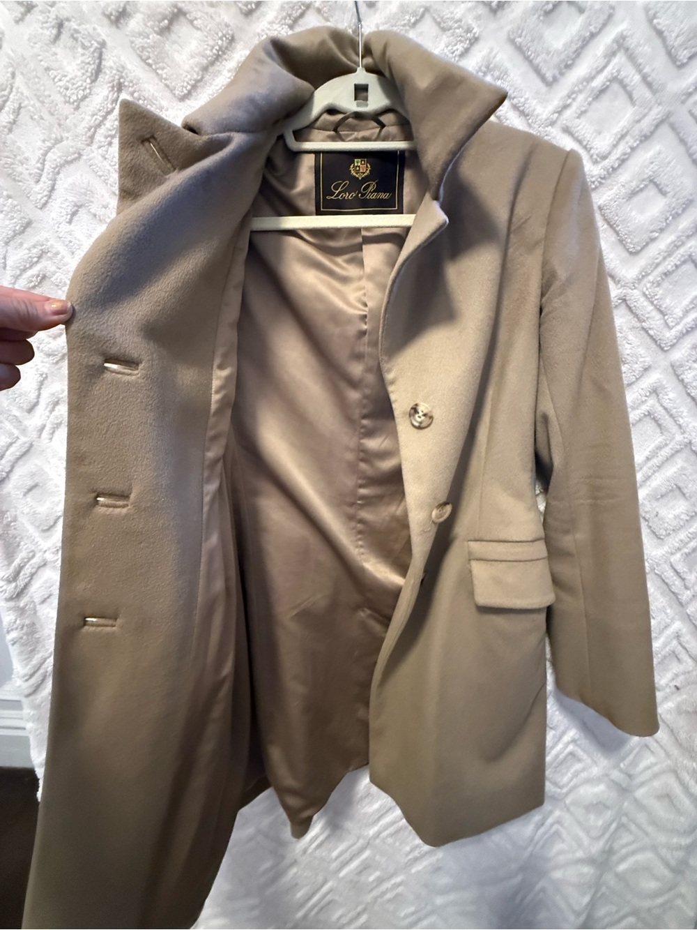 Loro Piana Beige-Taupe Wool Pea Coat